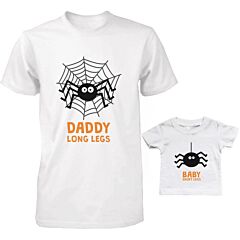 Daddy and Baby Matching T-Shirt Set - Daddy Long Legs Baby Short Legs Spider