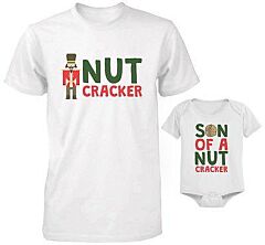 Cute Parent and Child Matching T-Shirt and Bodysuit Set - Son of a Nut Cracker