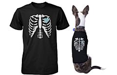 Skeleton Matching Pet and Owner T-shirts for Halloween Dog and Human Apparel