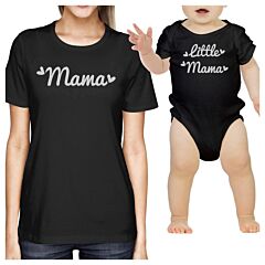 Mama &amp; Little Mama Black Cute T-Shirt Baby Gifts For Newborn Girls