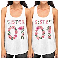 Sister 01 BFF Matching White Tank Tops