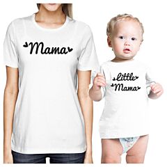 Mama &amp; Little Mama White Mom and Baby Couple Shirt Baby Shower Gift