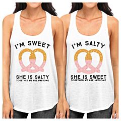 Sweet And Salty BFF Matching White Tank Tops