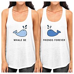 Whale Be Friend Forever BFF Matching White Sleeveless Summer Shirts