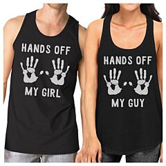 Hands Off My Girl And My Guy Matching Couple Black Tank Tops