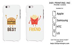 Hambuger And Fries White Cute BFF Matching Phone Cases For Best Friends