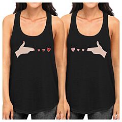 Gun Hands With Hearts BFF Matching Black Tank Tops
