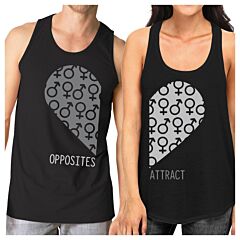 Opposites Attract Male Female Symbols Matching Couple Black Tank Tops