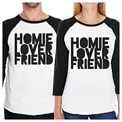 Homie Lover Friend Matching Couple Black And White Baseball Shirts