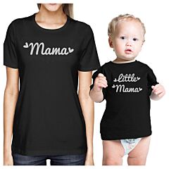Mama &amp; Little Mama Black Matching outfits For Mom and Baby Girl