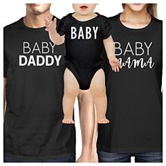 Baby Daddy Mens Black Graphic T-Shirt Matching Outfits For Family