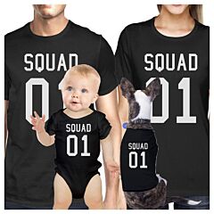 Squad Mens Black Tee Shirt Round Neck Cotton Graphic Tshirt For Dad