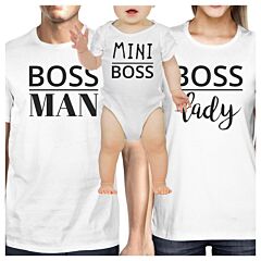 Boss Man Mens White Graphic T-Shirt Matching Outfits For Family