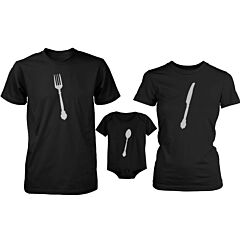 Silverware Cute Family T-Shirts Fork Knife Parents shirts and Spoon Baby Bodysuit