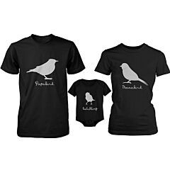 Papa Bird Mama Bird Hatchling Matching Tops Family Shirts and Baby Onesie Set