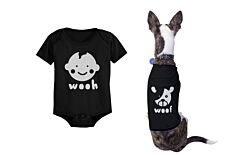 Wooh Baby Onesies and Woof Dog Tshirts Cute Matching Pet and Infant Apparel