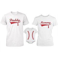 Daddy Mommy and Baby Matching Baseball Family T-Shirt / Onesie (Sold Separately)