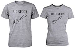 Big Spoon and Little Spoon Couple Shirt Cute Matching T-shirts Heather Grey Tees