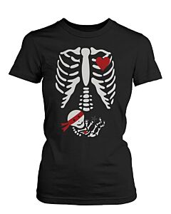 Halloween Pregnant Skeleton Ninja Baby X-Ray T-shirt Maternity Themed