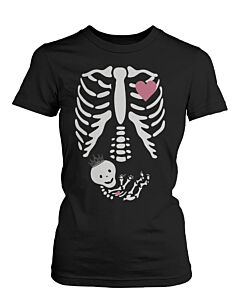 Halloween Pregnant Skeleton Princess Baby X-Ray T-shirt Maternity Themed