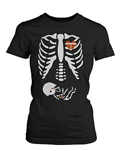Halloween Pregnant Skeleton Football Player Baby T-shirt Maternity Themed