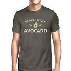 Powered By Avocado Men's Dark Grey Crew Neck T Shirt Gifts For Him