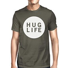 Hug Life Men's Dark Grey T-shirt Crew Neck Graphic Tee For Men