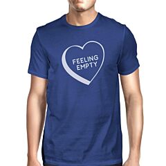 Feeling Empty Heart Mens Blue Round Neck T-Shirt Trendy Graphic Top
