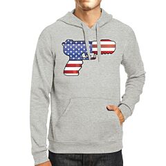 Pistol American Flag Unisex Grey Hoodie Gifts For Gun Supporters