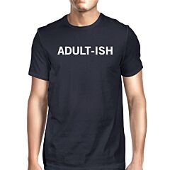Adult-ish Men Navy T-shirts Cute Graphic Printed Short Sleeve Shirt