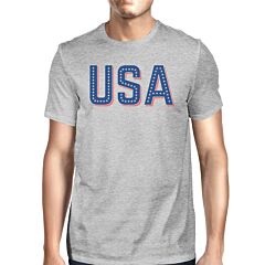 USA With Stars Unique USA Letter Printed Mens Short Sleeve T-Shirt