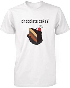 Chocolate Cake with Strawberry Men's Cute Graphic Shirt Humorous White Tee