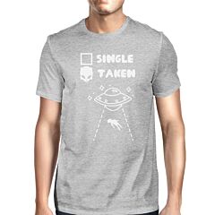 Single Taken Alien Mens Grey Unique Design Graphic T Shirt Crewneck