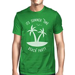 It's Summer Time Beach Party Mens Green Shirt