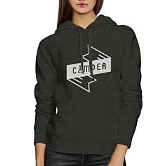 Camper Unisex Dark Gray Graphic Hoodie Round Neck Pullover Fleece