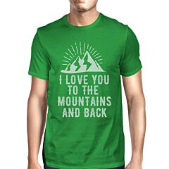 Mountain And Back Men's Green Cotton Tee Unique Graphic T Shirt