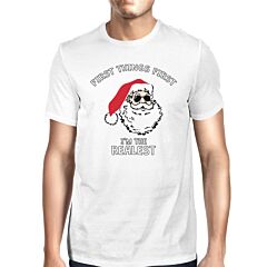 Realistic Santa White Men's T-shirt Christmas Gift Funny Shirt