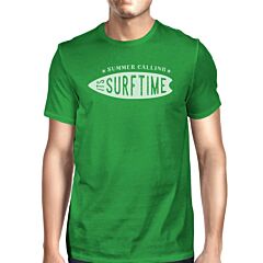 Summer Calling It's Surf Time Mens Green Shirt