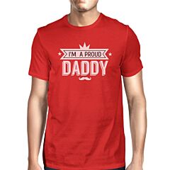 I'm A Proud Daddy Mens Red Cotton Round Neck Unique Design T-Shirt