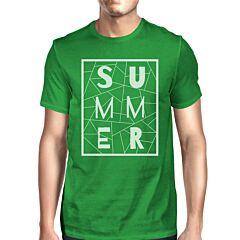 Summer Geometric Mens Green Tshirt Trendy Design Cotton Graphic Tee