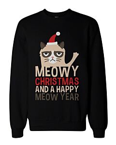 Grumpy Cat Funny Holiday Graphic Sweatshirts - Unisex Black Sweatshirt