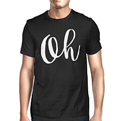 Oh Men's Black Shirts Funny Short Sleeve Typographic T-shirt