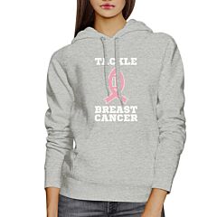 Tackle Breast Cancer Football Grey Hoodie