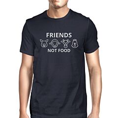 Friends Not Food Navy Mens Short Sleeve Round Neck Shirt For Summer