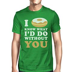I Doughnut Know Men's Green Crew Neck T-Shirt Funny Graphic Top