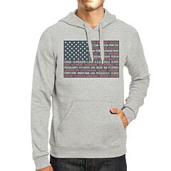50 States Us Flag Unisex Grey Hoodie Crewneck Pullover Graphic Top