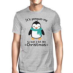 It's Penguin-Ing To Look A Lot Like Christmas Mens Grey Shirt