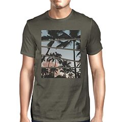 Palm Tree Split Photo Mens Unique Graphic Top Perfect Summer Shirt