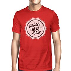 World's Best Dad Mens Red Crew Neck Cotton Shirt Perfect Dad Gifts