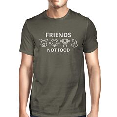 Friends Not Food Mens Dark Grey Crew Neck T Shirt Gift Idea For Him